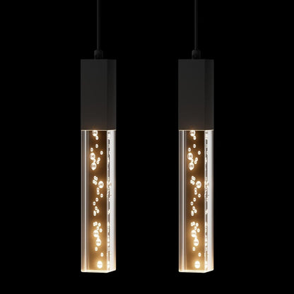Pendant Light Fixture for Kitchen Dimmable Integrated LED Hanging Light Black Pendant Light with Crystal Modern Pendant Light for Kitchen Island Bedroom Hallway (2 - Pack) - WORLD TIME VISITS