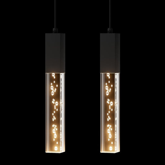 Pendant Light Fixture for Kitchen Dimmable Integrated LED Hanging Light Black Pendant Light with Crystal Modern Pendant Light for Kitchen Island Bedroom Hallway (2 - Pack) - WORLD TIME VISITS