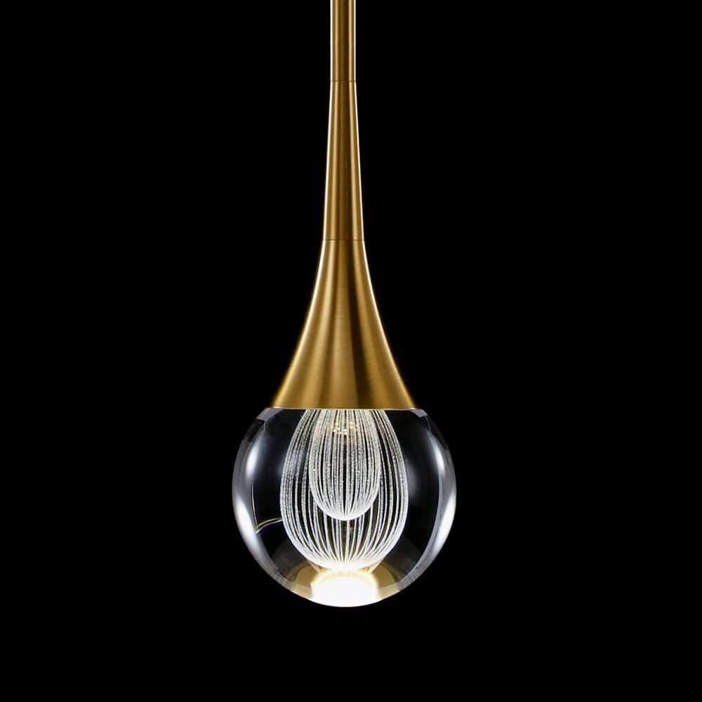 Pendant Light Fixtures 1 - Light Mini Pendant Lighting for Kitchen，Gold Globe Pendant LED Light Fixture，Teardrop Crystal Pendant Light for Bedroom Dining Room Bar - WORLD TIME VISITS