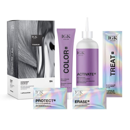 Permanent Hair Color Kit | BA Titanium - Pure Cool Gray | 100% Gray Color Coverage + Strengthen + Shine | Ammonia Free - WORLD TIME VISITS