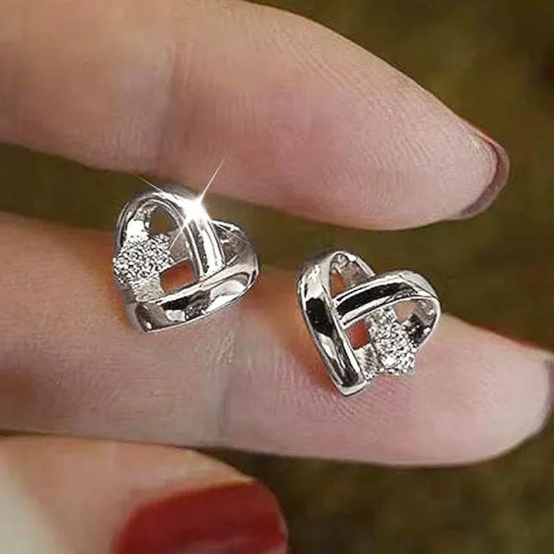 Personality Fashion Heart Knot Diamond Gold Stud Earrings for Women Daily Casual Statement Jewelry