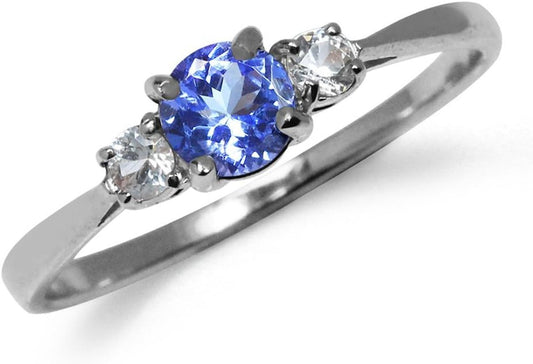 Petite round Shape Gemstone White Gold Plated or Yellow Gold Plated 925 Sterling Silver Promise Ring Jewelry for Women or Teens - WORLD TIME VISITS