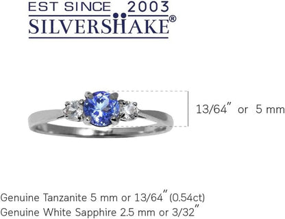 Petite round Shape Gemstone White Gold Plated or Yellow Gold Plated 925 Sterling Silver Promise Ring Jewelry for Women or Teens