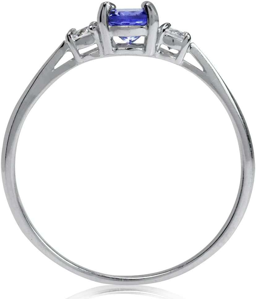 Petite round Shape Gemstone White Gold Plated or Yellow Gold Plated 925 Sterling Silver Promise Ring Jewelry for Women or Teens
