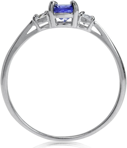 Petite round Shape Gemstone White Gold Plated or Yellow Gold Plated 925 Sterling Silver Promise Ring Jewelry for Women or Teens