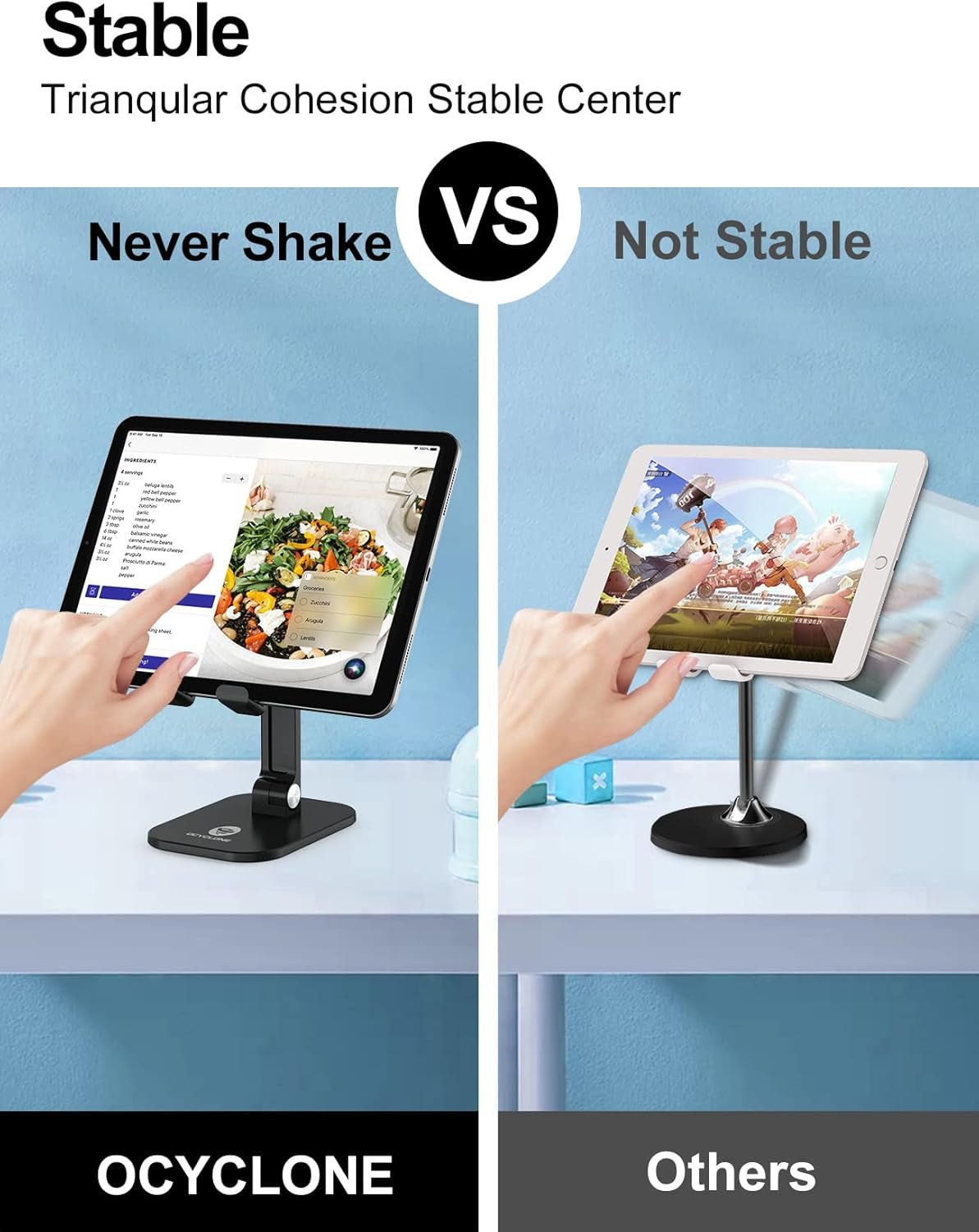Phone Stand, Adjustable Height and Angle Foldable Cell Phone Stand Holder for Desk, Taller Iphone Stand Compatible with 4.7"-13" Smartphones Ipad Tablet, Black