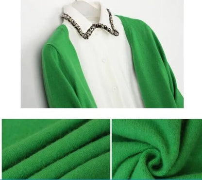 Plus Size S - XXL Spring Fashion Wool Pure Cashmere Sweater Cardigan Pullovers Pull Long Sleeve Women Sweaters Cardigans Outwear Coat - WORLD TIME VISITS