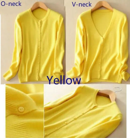 Plus Size S - XXL Spring Fashion Wool Pure Cashmere Sweater Cardigan Pullovers Pull Long Sleeve Women Sweaters Cardigans Outwear Coat - WORLD TIME VISITS