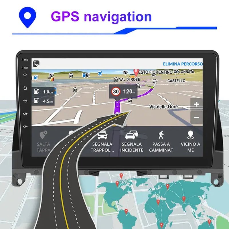 PODOFO【2+32G】HD 9'' Android 10.1 Car Radio Stereo with GPS Navigation Wifi Bluetooth FM/RDS for Mercedes - Benz W204 2006 - 2011 with 12LED Camera/ DVR (Optional) - WORLD TIME VISITS