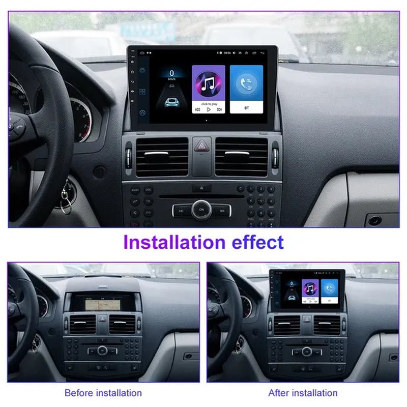 PODOFO【2+32G】HD 9'' Android 10.1 Car Radio Stereo with GPS Navigation Wifi Bluetooth FM/RDS for Mercedes - Benz W204 2006 - 2011 with 12LED Camera/ DVR (Optional) - WORLD TIME VISITS