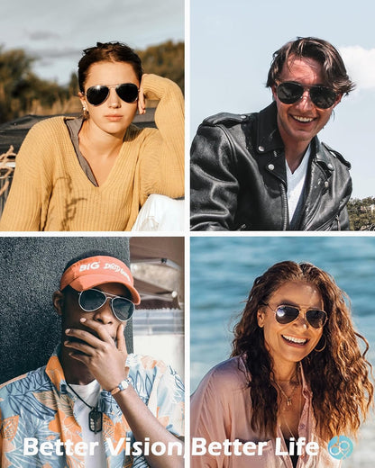 Polarized Aviator Sunglasses for Women Men, UV400 Protection Lens and Lightweight Metal Pilot Frame - WORLD TIME VISITS