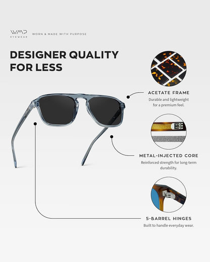 Polarized Modern Aviator One-Bridge Square Mens Sunglasses