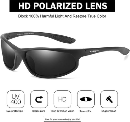 Polarized Sports Sunglasses for Men Cycling Driving Fishing UV400 Protection - WORLD TIME VISITS
