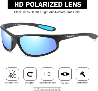 Polarized Sports Sunglasses for Men Cycling Driving Fishing UV400 Protection - WORLD TIME VISITS