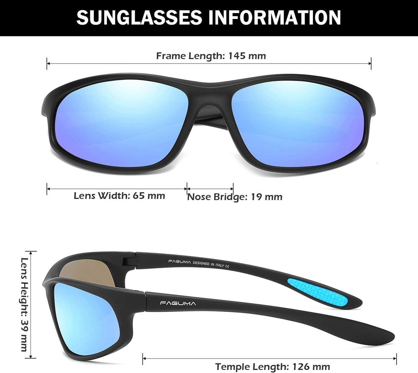 Polarized Sports Sunglasses for Men Cycling Driving Fishing UV400 Protection