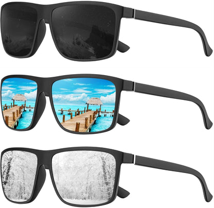 Polarized Sunglasses for Men and Women, Mens Sun Glasses with UV Protection for Driving Fishing Golf (3 Packs) - WORLD TIME VISITS