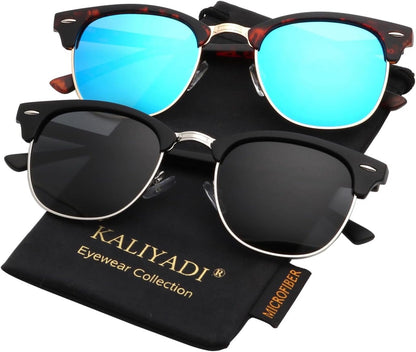 Polarized Sunglasses for Men and Women Semi - Rimless Frame Driving Sun Glasses UV Blocking - WORLD TIME VISITS