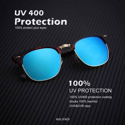 Polarized Sunglasses for Men and Women Semi - Rimless Frame Driving Sun Glasses UV Blocking - WORLD TIME VISITS