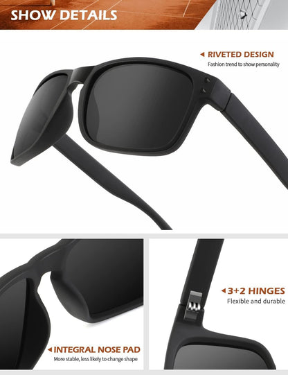 Polarized Sunglasses for Men and Women Vintage Style Sun Glasses for Fishing Running Driving with UV Protection