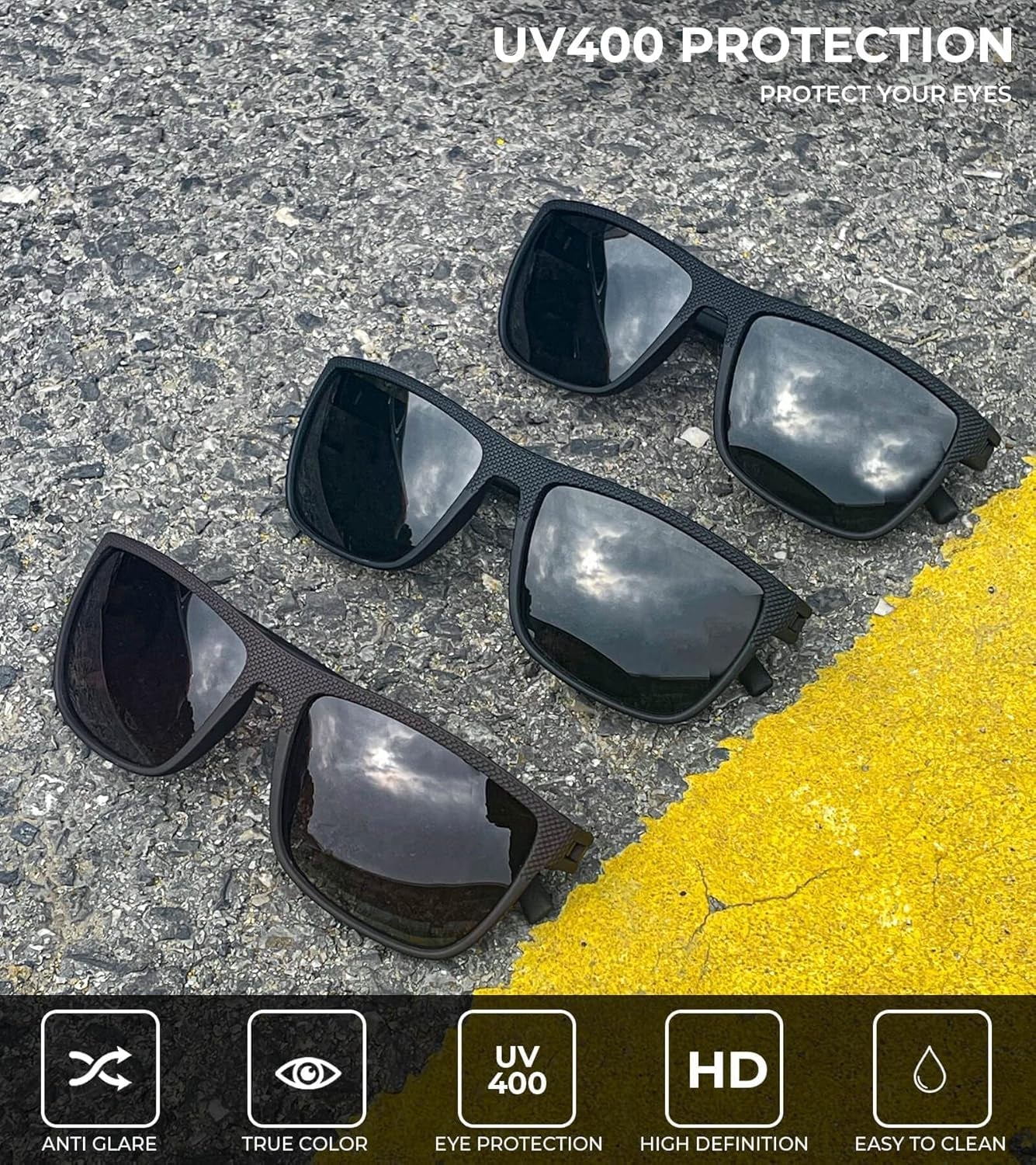Polarized Sunglasses for Men, Lightweight Sun Glasses with UV Protection for Driving Fishing Golf