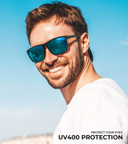 Polarized Sunglasses for Men, Lightweight Sun Glasses with UV Protection for Driving Fishing Golf - WORLD TIME VISITS