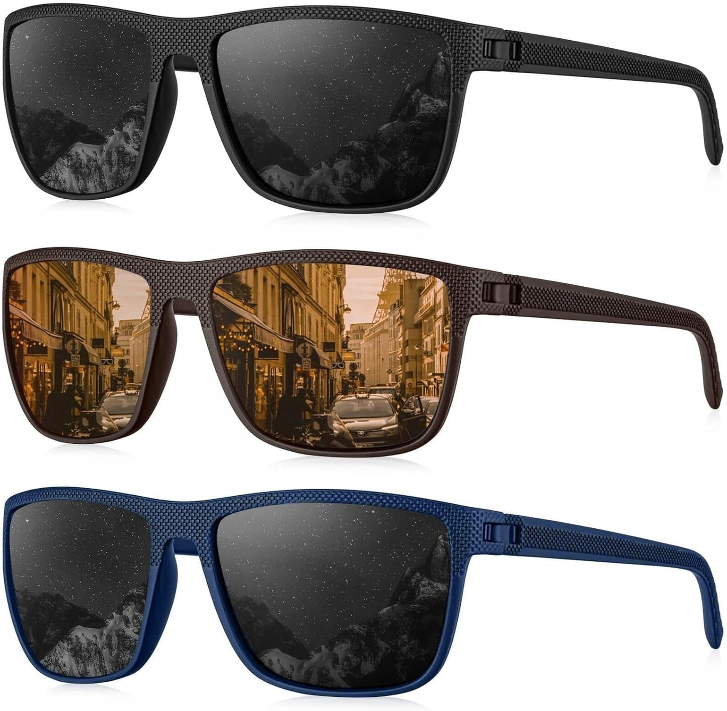 Polarized Sunglasses for Men, Lightweight Sun Glasses with UV Protection for Driving Fishing Golf - WORLD TIME VISITS