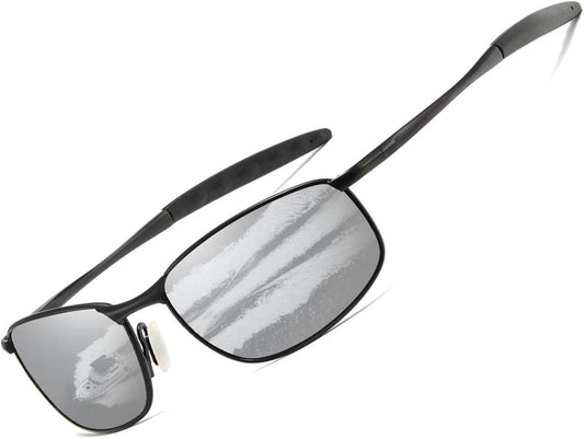Polarized Sunglasses for Men Rectangle Metal Frame Retro Sun Glasses AE0395 - WORLD TIME VISITS