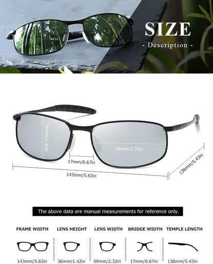 Polarized Sunglasses for Men Rectangle Metal Frame Retro Sun Glasses AE0395