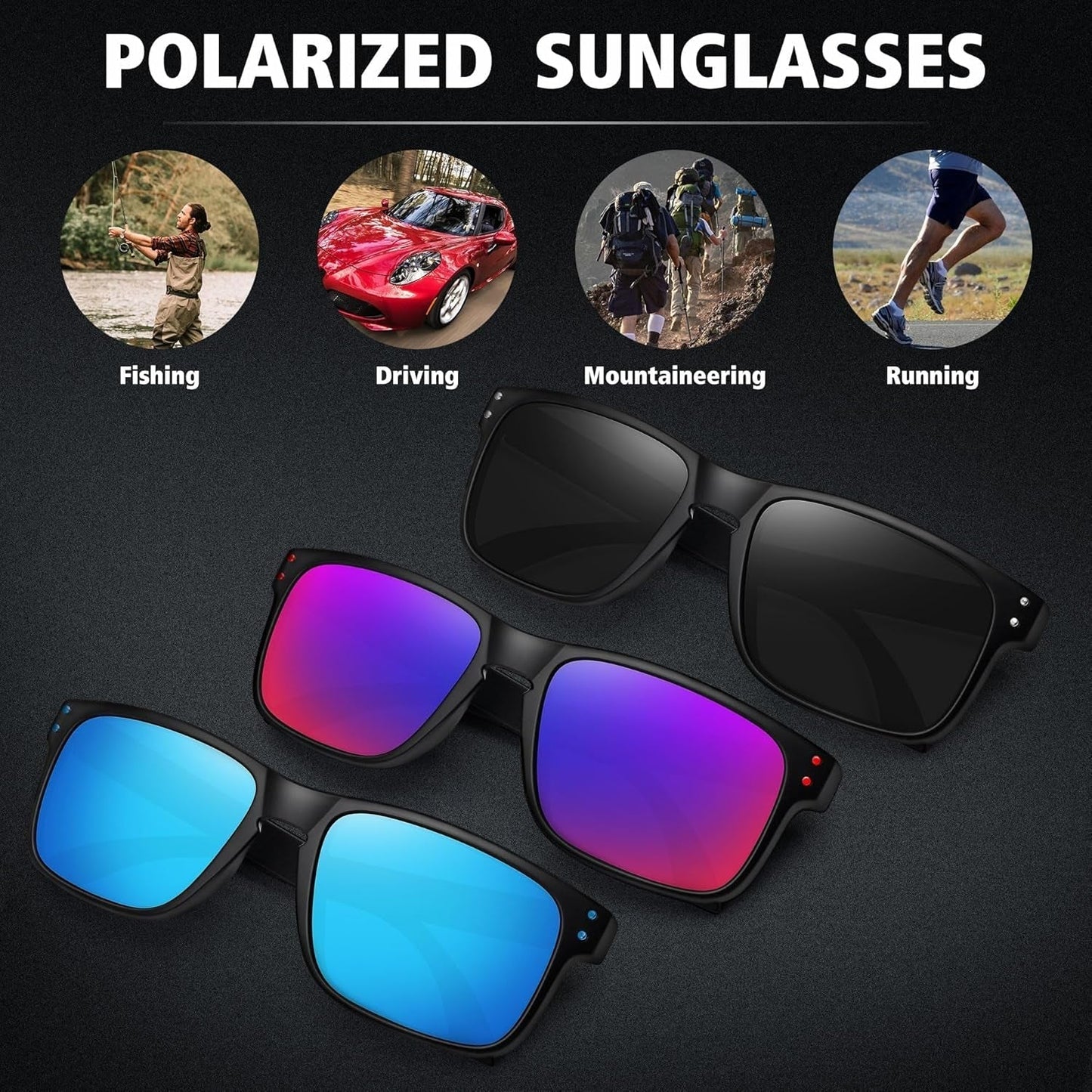 Polarized Sunglasses for Men Women Sports Driving Fishing Glasses UV400 Protection