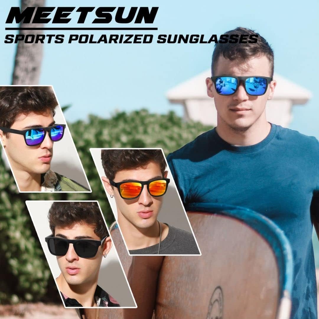 Polarized Sunglasses for Men Women UV Protection Square Frame Sport Fishing Driving Sunglasses - WORLD TIME VISITS