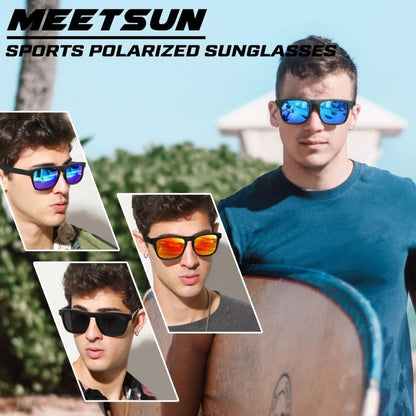 Polarized Sunglasses for Men Women UV Protection Square Frame Sport Fishing Driving Sunglasses - WORLD TIME VISITS