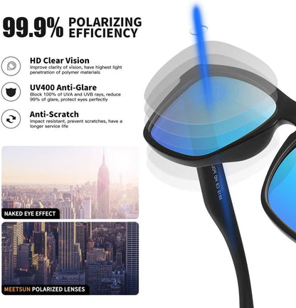 Polarized Sunglasses for Men Women UV Protection Square Frame Sport Fishing Driving Sunglasses