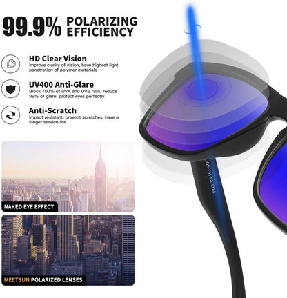 Polarized Sunglasses for Men Women UV Protection Square Frame Sport Fishing Driving Sunglasses