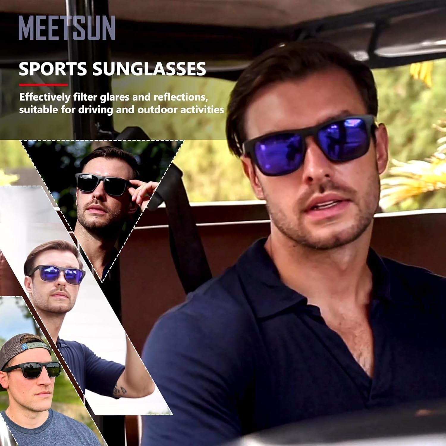 Polarized Sunglasses for Men Women UV Protection Square Frame Sport Fishing Driving Sunglasses - WORLD TIME VISITS