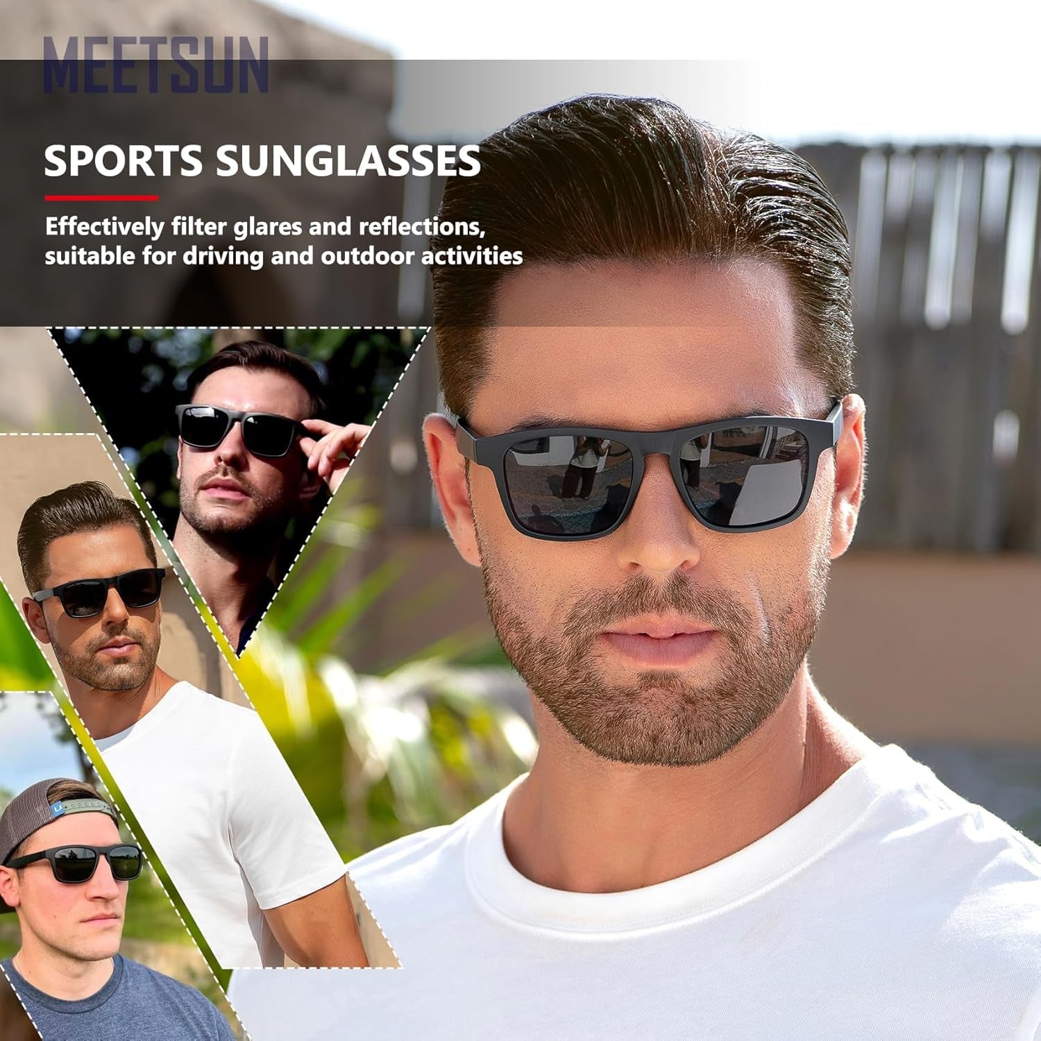 Polarized Sunglasses for Men Women UV Protection Square Frame Sport Fishing Driving Sunglasses - WORLD TIME VISITS