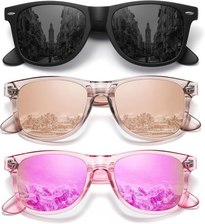 Polarized Sunglasses for Women Men Classic Retro Trendy Driving Sun Glasses UV400 Protection (3 Pack) - WORLD TIME VISITS