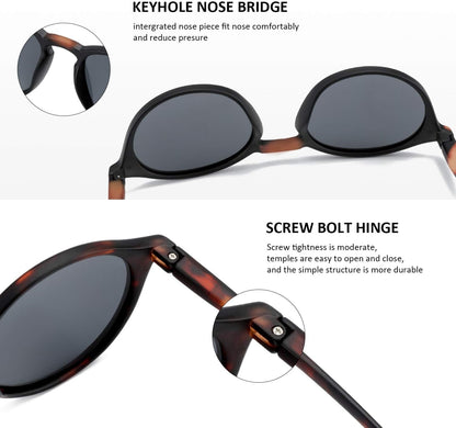 Polarized Sunglasses for Women Men: Retro Shades round | Square Frame UV Protection 2 Pack