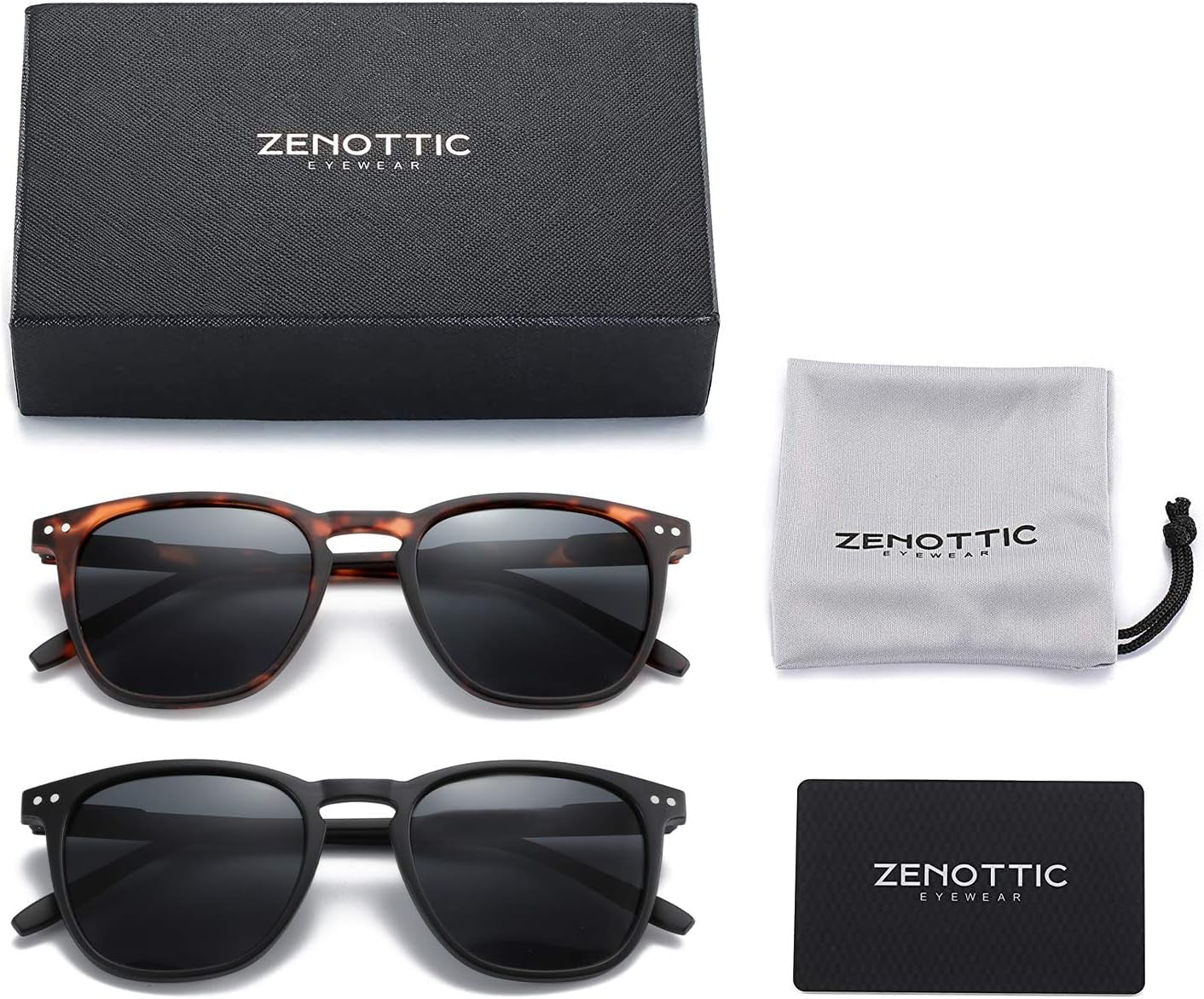 Polarized Sunglasses for Women Men: Retro Shades round | Square Frame UV Protection 2 Pack