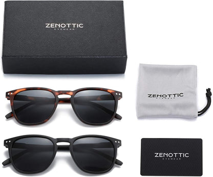 Polarized Sunglasses for Women Men: Retro Shades round | Square Frame UV Protection 2 Pack
