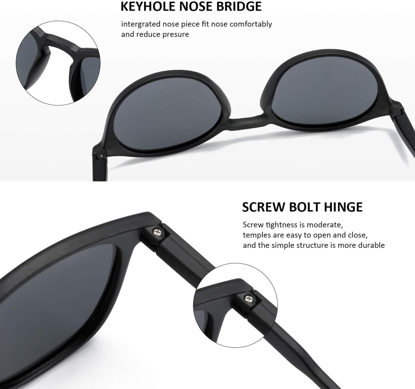 Polarized Sunglasses for Women Men: Retro Shades round | Square Frame UV Protection 2 Pack