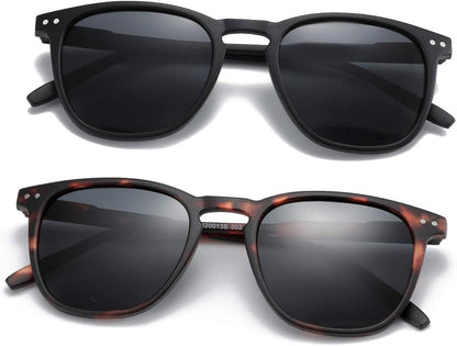 Polarized Sunglasses for Women Men: Retro Shades round | Square Frame UV Protection 2 Pack