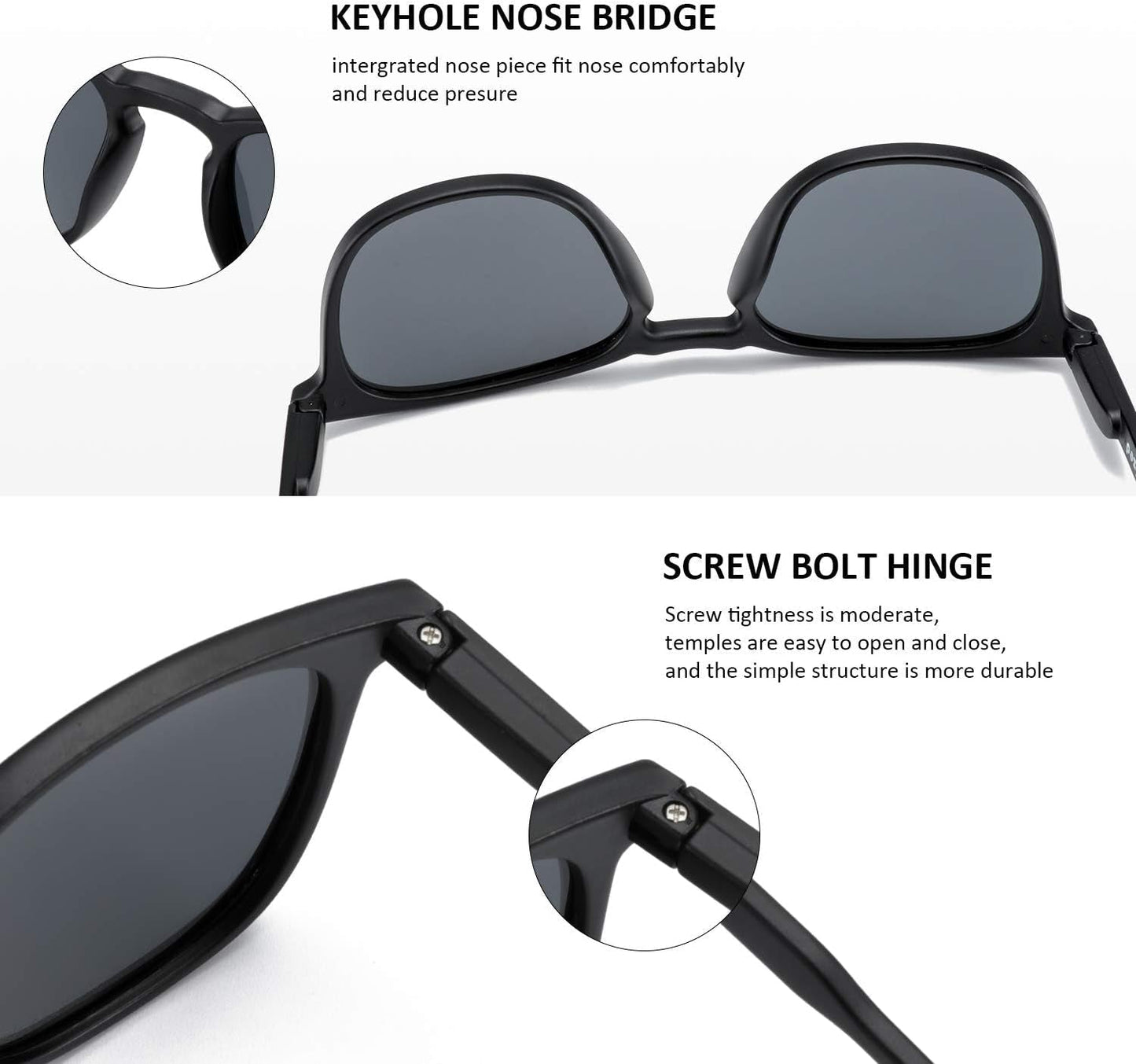 Polarized Sunglasses for Women Men: Retro Shades round | Square Frame UV Protection 2 Pack
