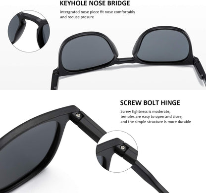 Polarized Sunglasses for Women Men: Retro Shades round | Square Frame UV Protection 2 Pack