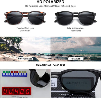Polarized Sunglasses for Women Men: Retro Shades round | Square Frame UV Protection 2 Pack
