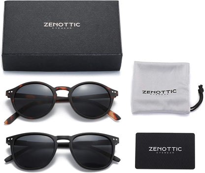Polarized Sunglasses for Women Men: Retro Shades round | Square Frame UV Protection 2 Pack