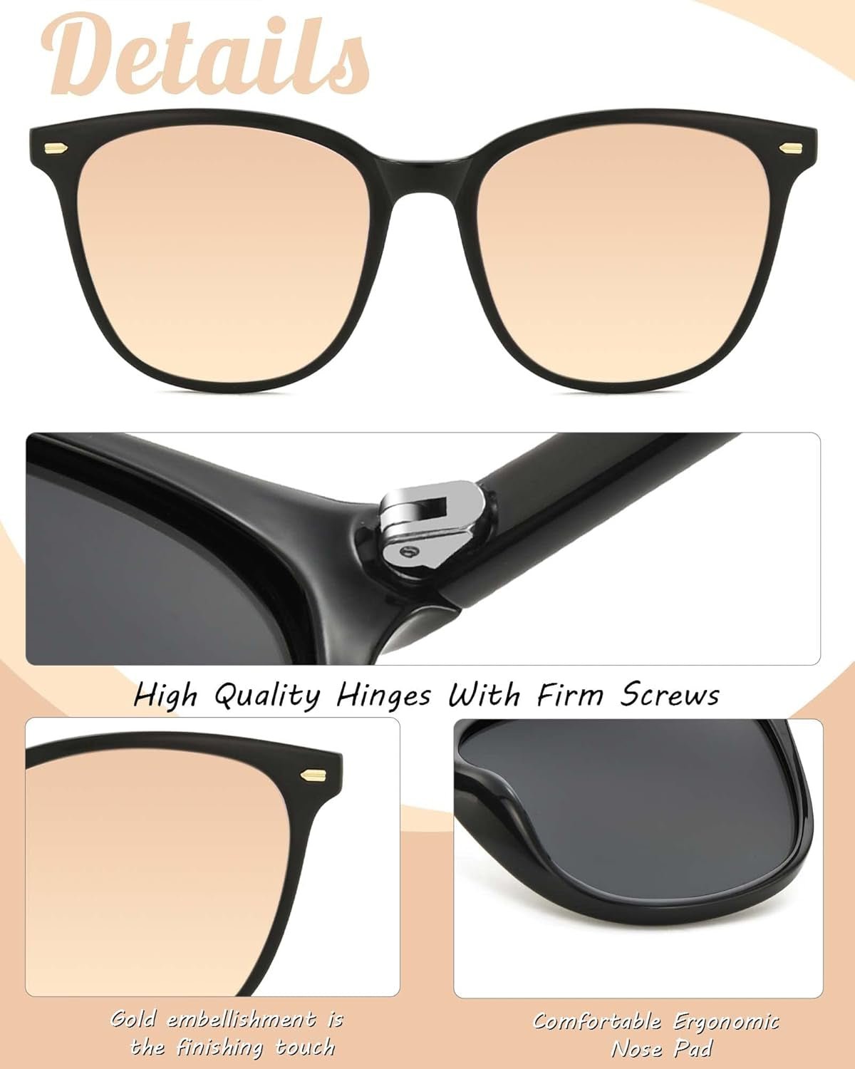 Polarized Sunglasses for Women, Square Mirrored Trendy Shades with UV Protection Reduce Glare Sun Glasses