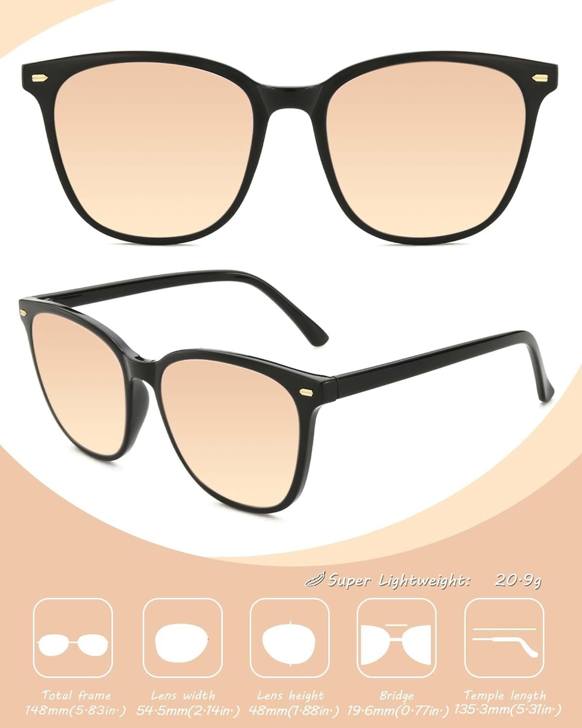 Polarized Sunglasses for Women, Square Mirrored Trendy Shades with UV Protection Reduce Glare Sun Glasses