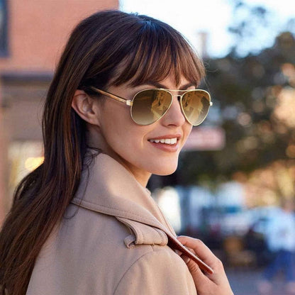 Polarized Sunglasses for Women UV Protection Acetate Arms Metal Frame Woman'S Shades CA3216 - WORLD TIME VISITS