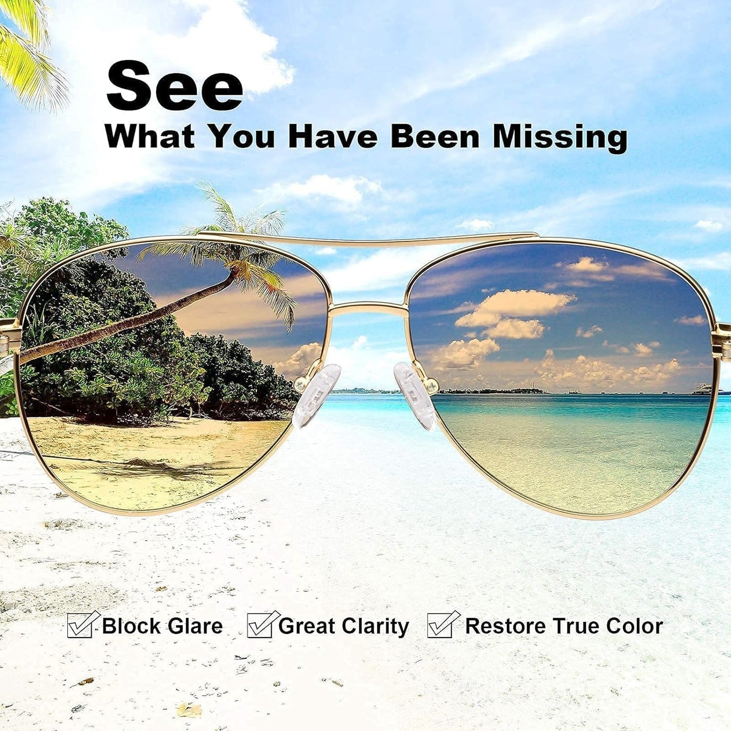 Polarized Sunglasses for Women UV Protection Acetate Arms Metal Frame Woman'S Shades CA3216