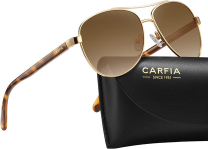 Polarized Sunglasses for Women UV Protection Acetate Arms Metal Frame Woman'S Shades CA3216 - WORLD TIME VISITS